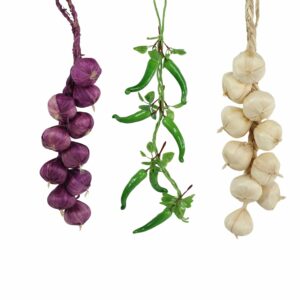 Set of 3 Artificial Veggies - Chilli, Onion, Garlic