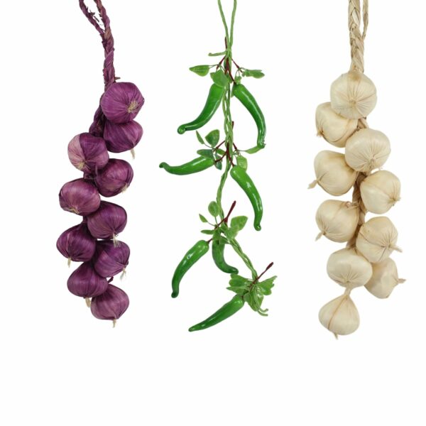 Set of 3 Artificial Veggies - Chilli, Onion, Garlic