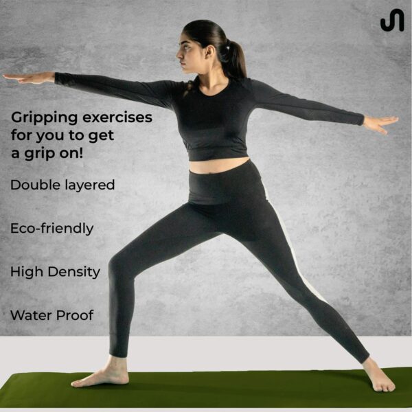 Extra Thick Yoga Mat 4mm with Carry Strap - Army Green - Image 4