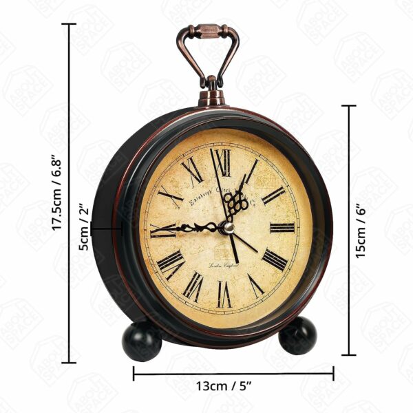 Vintage Silent Alarm Clock with Roman Numerals - Battery Powered - Image 2