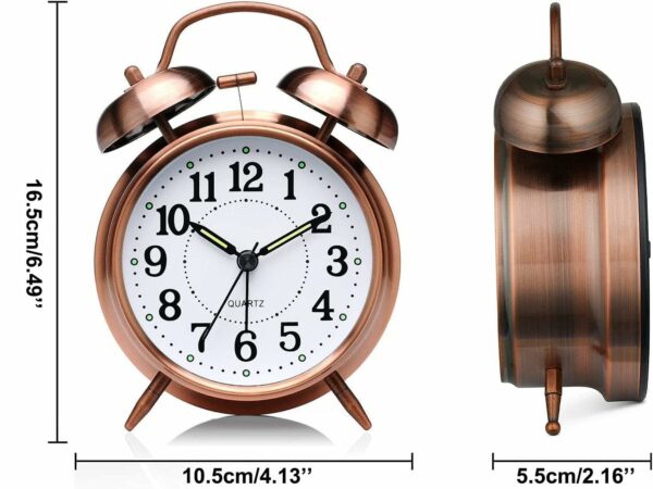 Loud Twin Bell Alarm Clock for Heavy Sleepers - Retro Design - Image 6