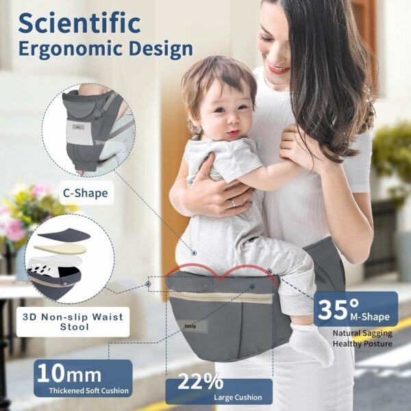 Comfort Nest Hip Seat Baby Carrier - Multi-Carry Positions, 100% Cotton & Mesh, Newborn to Toddler, Up to 15 kg - Image 3