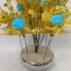 Artificial Blue Rose Flower Bunch with Pot - 35cm Tall