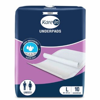 KareIn Easy Underpads, Large 60x80 cm, High Absorbency, Leak Proof, 10 Count