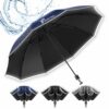 Windproof 45 Inch 3-Fold Umbrella with Reflective Stripe - UV Protection
