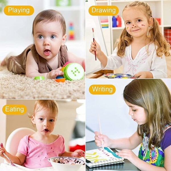 Kids Waterproof Painting Apron with Long Sleeves & Pockets - Image 4