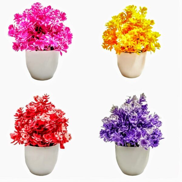 Set of 4 Artificial Flower Arrangements in White Pots