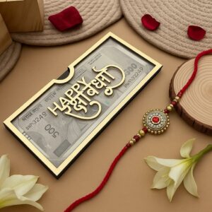 2 Pcs Rakhi Gift Envelope Golden Shagun Lifafa for Cash ₹500 ₹200 ₹100