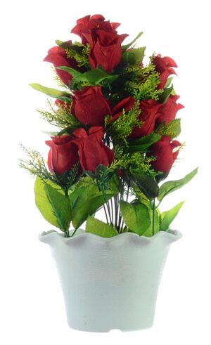 Artificial Mixed Floral Arrangements in Elegant Ceramic Pot