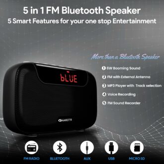 5 in 1 Bluetooth FM Radio with Powerful Sound & Recording