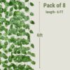 Pack of 8 Artificial Creepers for Home and Party Decor - 6ft Each