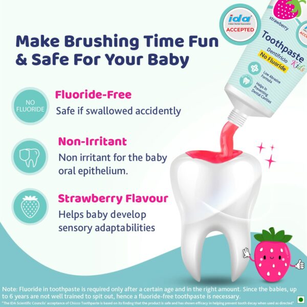 Fluoride-Free Kids Toothpaste with Xylitol, 50g - Strawberry - Image 3