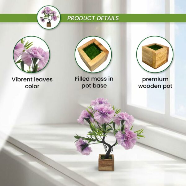 Artificial Flower Bonsai Tree with Wooden Pot for Indoor D?cor - Image 3