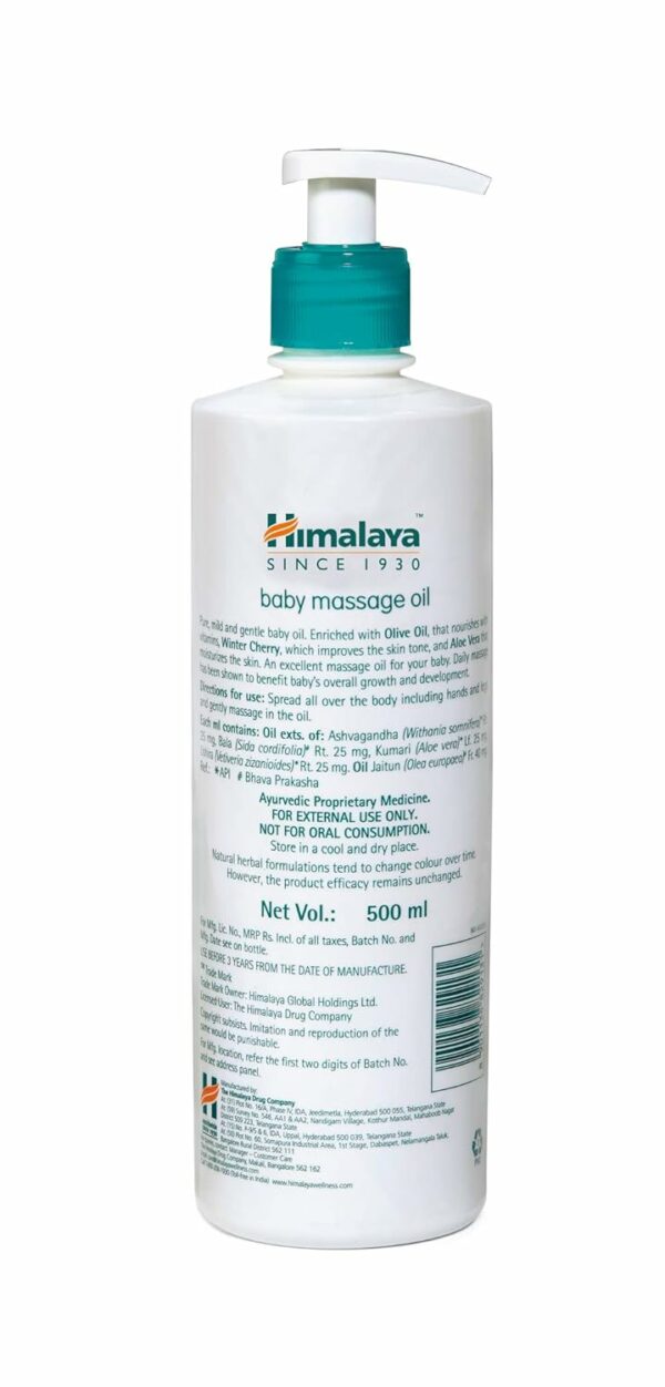 Himalaya Baby Massage Oil 500ml - Nourishing & Safe for Babies - Image 2