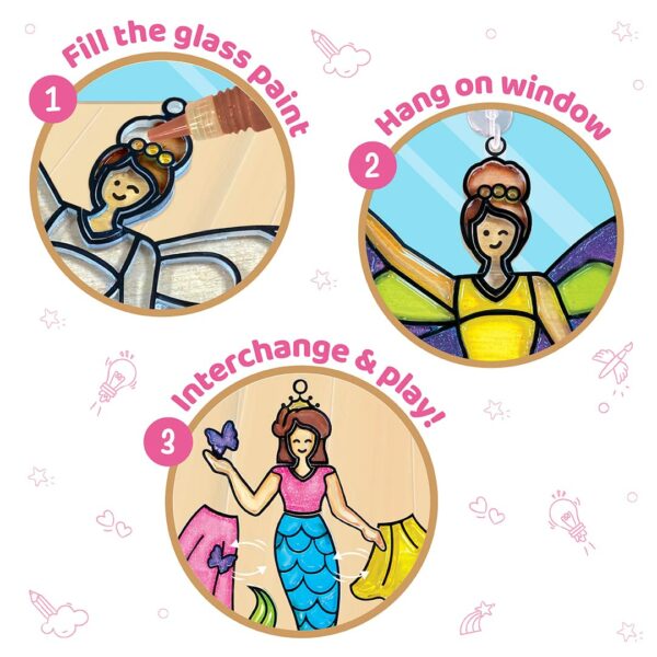 DIY Glass Painting Kit - 16 Piece Princess & Unicorn Set for Kids - Image 3