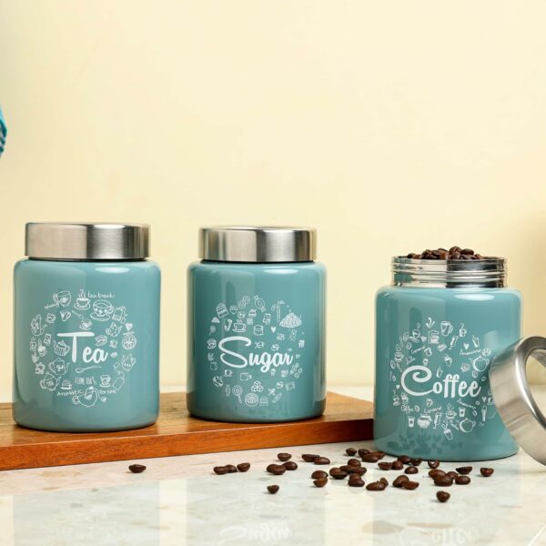 Airtight Stainless Steel Canister Set of 3 - 800ml Moss Green - Image 2