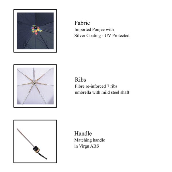 UV Protection Butterfly Border Print 3 Fold Umbrella - Image 6