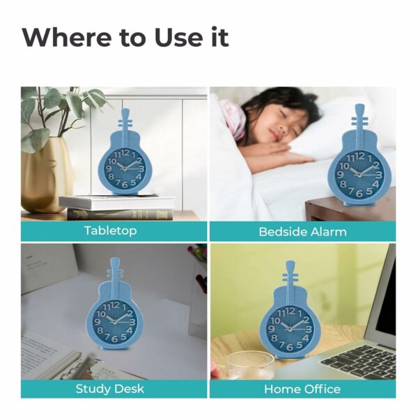 Stylish Violin-Shaped Alarm Clock for Heavy Sleepers - Blue - Image 5