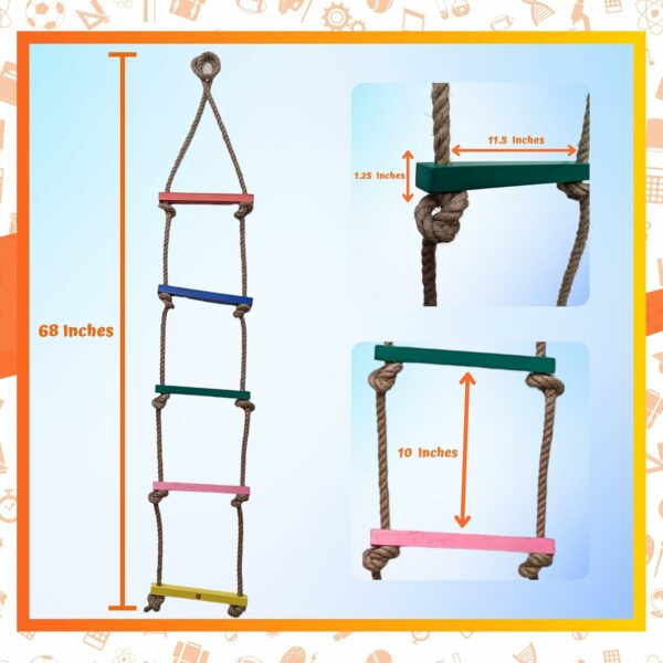 5 Step Wooden Rope Ladder for Kids - Outdoor Climbing Fun - Image 6