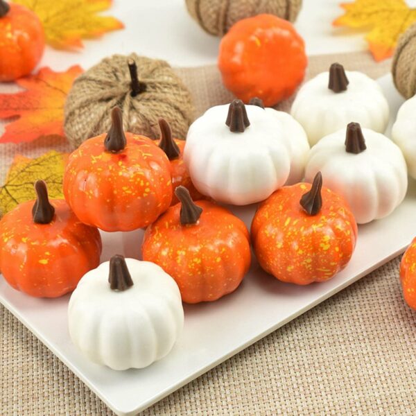 Rustic Harvest Foam Artificial Pumpkins for Halloween Decor - 22 Pcs - Image 3