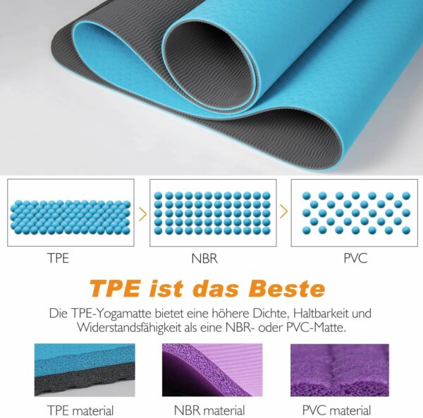 Eco-Friendly TPE Yoga Mat with Carry Bag - 6ft x 2ft - Image 4