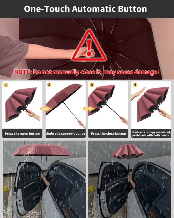 23 Inch Windproof Travel Umbrella with Auto Open/Close - Image 4