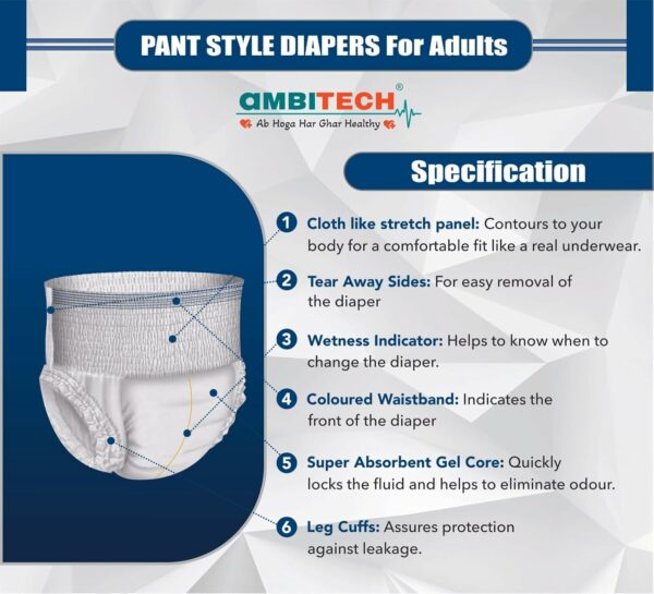 Adult Diaper M Size - Pack of 10 Units for Comfort - Image 3