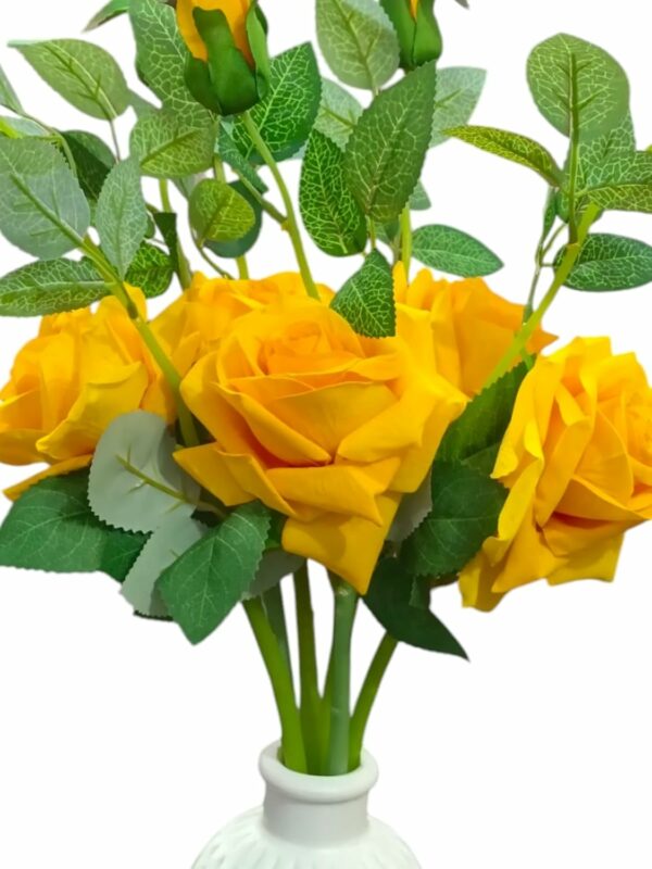 Artificial Yellow Rose Flower Stick - 45cm Long, No Pot Included - Image 2