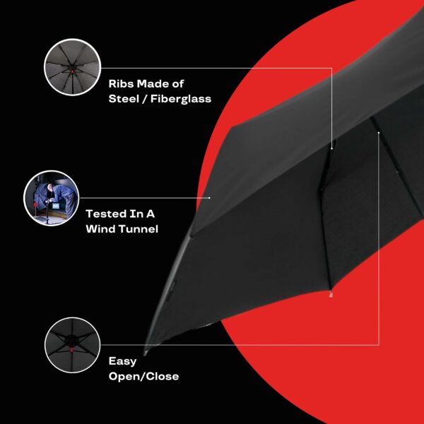 Compact Windproof Travel Umbrella - 90cm Canopy, Manual Open - Image 6