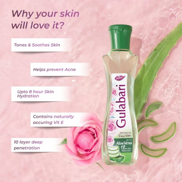 Premium Rose Water with Aloe Vera - 400 ml for All Skin Types - Image 3