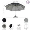 RICO Black Silver 2 Fold Polyester Umbrella - Hand Wash Only