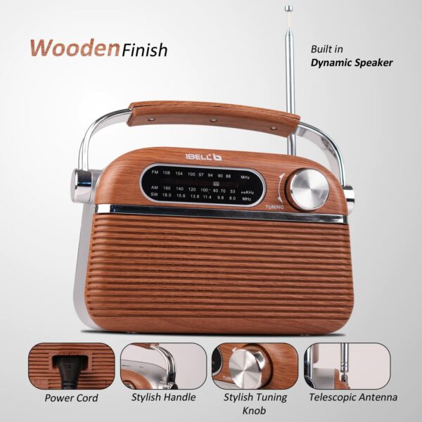 Portable FM Radio with Bluetooth, USB & SD Slot - 3 Band - Image 4