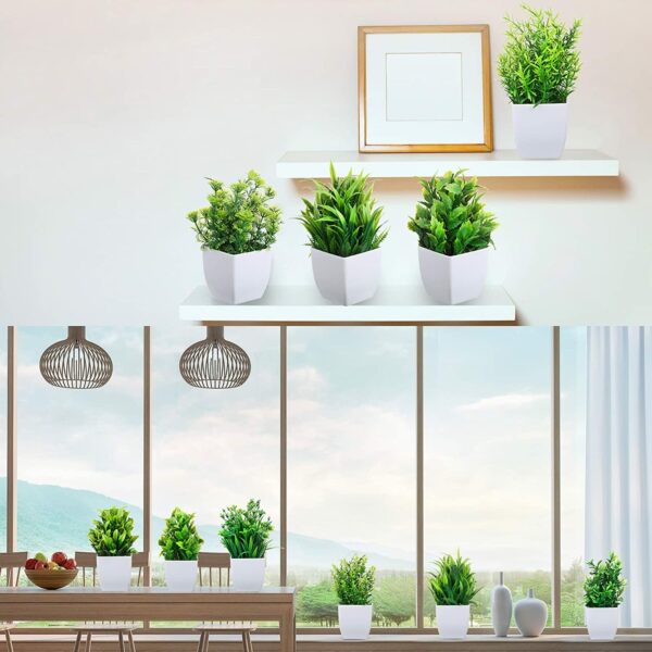 Small Artificial Eucalyptus Plants in White Planters for Home & Office - Image 6