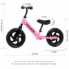 12 Inch Balance Bike for Kids 2-5 Years - Adjustable Height, Pink