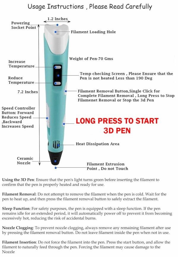 3D Printing Pen with LCD Display & 30m Filaments - Safe & Easy to Use - Image 2