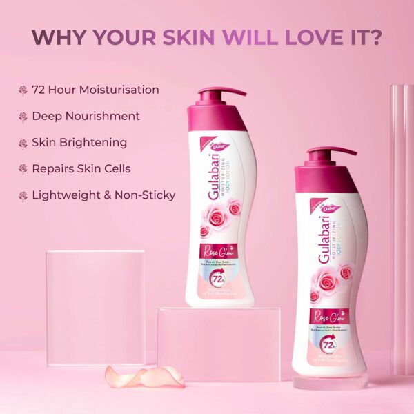 Gulabari Moisturizing Body Lotion 400ml - Organic Rose Oil - Image 3