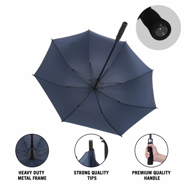 Automatic Golf Umbrella with UV & Rain Protection - Navy Blue - Image 3