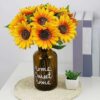 Artificial Sunflower Stick Bunch - 6 Heads Bouquet for Home Decor