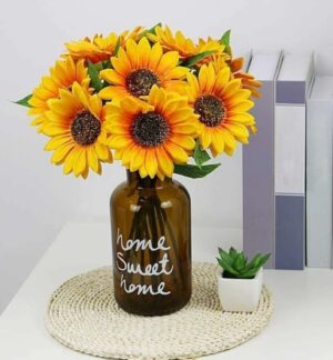 Artificial Sunflower Stick Bunch - 6 Heads Bouquet for Home Decor