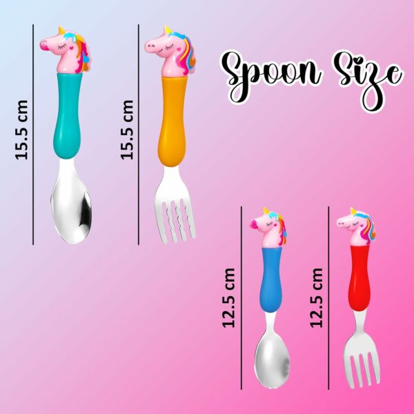 Unicorn Family Baby Spoon and Fork Cutlery Set - Stainless Steel - Image 3