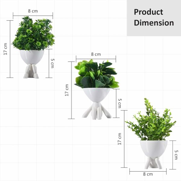 3 Pcs Set Mini Artificial Plants - White Man Shape Decor - Image 3