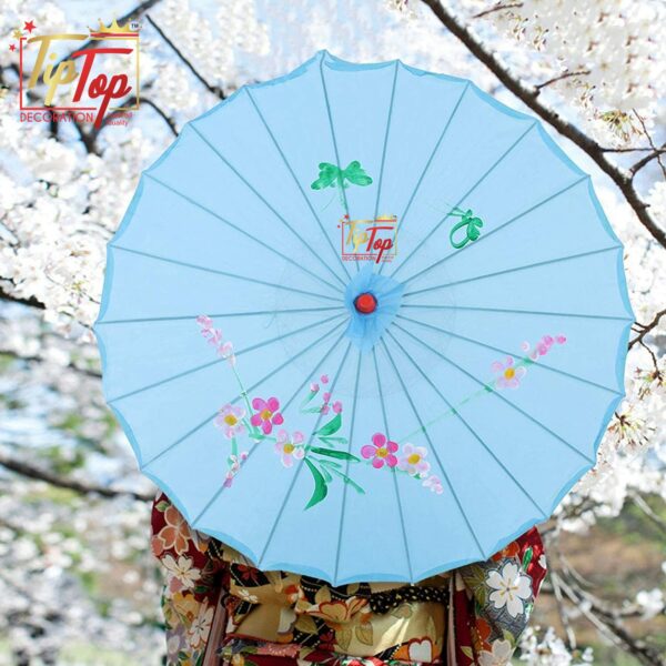 Japanese Traditional Handmade Parasol Umbrella - 33 Inch Light Blue - Image 6