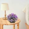 Artificial Hackleberry Purple Plant in Elegant Hexagon Pot - 15cm