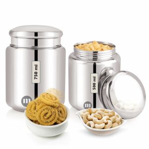 Airtight Stainless Steel Kitchen Canisters - 500ml & 750ml