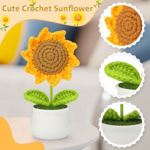 1 Pcs Crochet Sunflower - Artificial Flower for Home & Office Decor - Image 3
