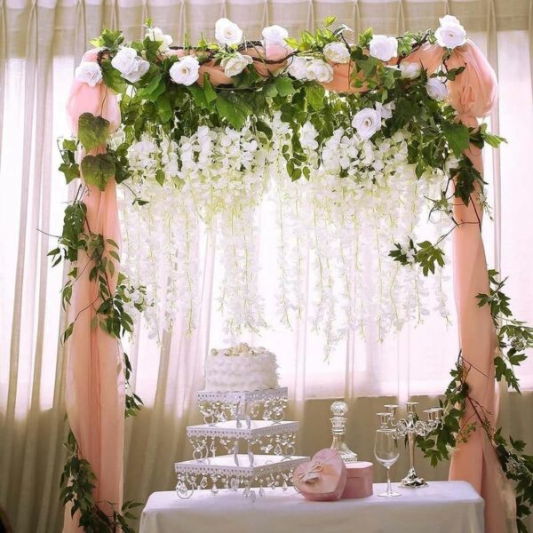 12 Pcs 43.2 Inch Artificial Wisteria Vine Garland - White - Image 3