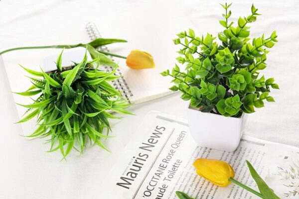 Set of 8 Artificial Eucalyptus Plants for Home Decor - Image 5