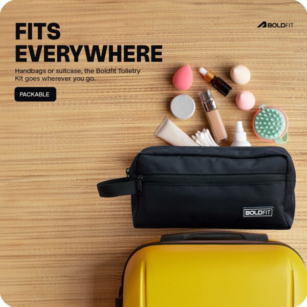 Spacious Polyester Toiletry Bag for Travel - Black, 18 Cm - Image 5
