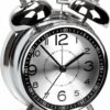 Loud Twin Bell Alarm Clock for Heavy Sleepers - Metal Silver