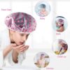 Set of 6 Reusable Waterproof Shower Caps for Women - Free Size